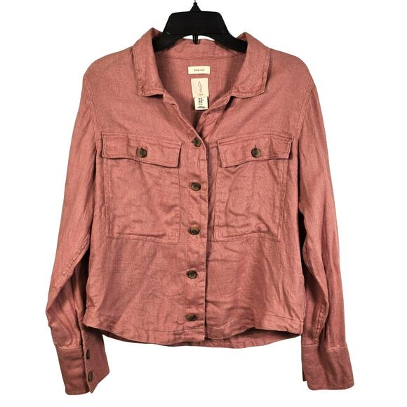 Joie Blouse Women's M Adobe Rose 100% Linen Button Up Summer Coastal Classic - Picture 1 of 7